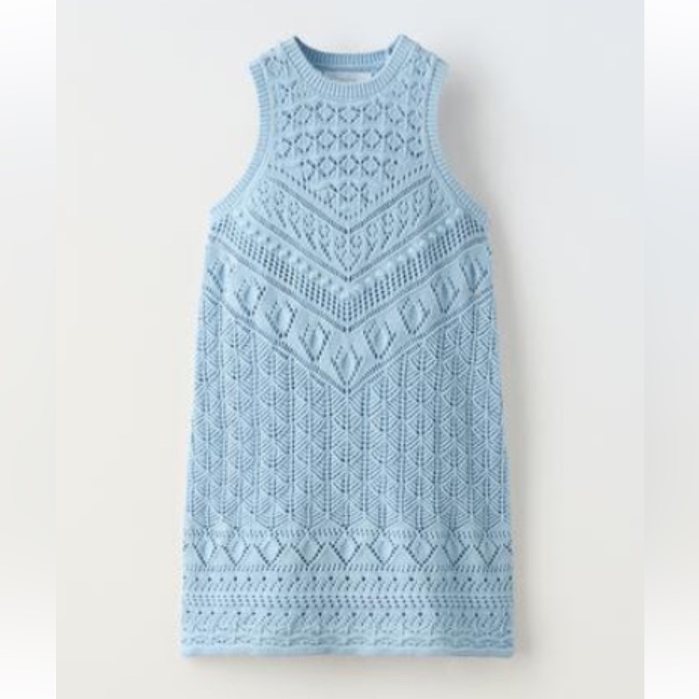 Zara Blue Knit Sleeveless Dress